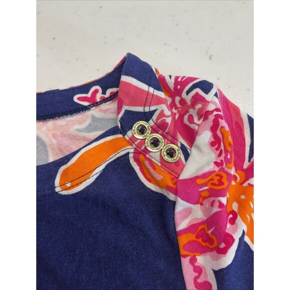 Lilly Pulitzer Sophie Dress Navy Bright Pink Floral UPF 50 Beach Casual‎ - Picture 5 of 10